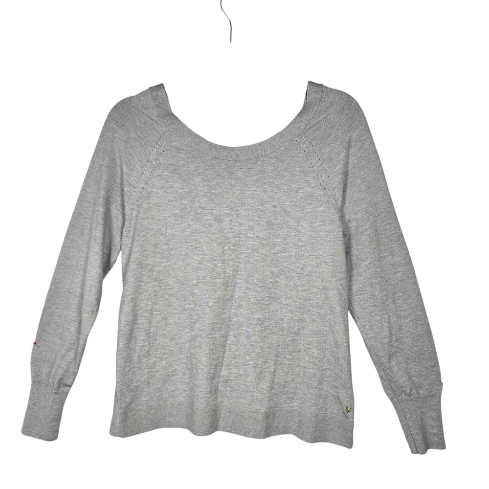 Victoria's Secret Gray Twist Back Long Sleeve Sweater Scoop Neck Woman Small NWT